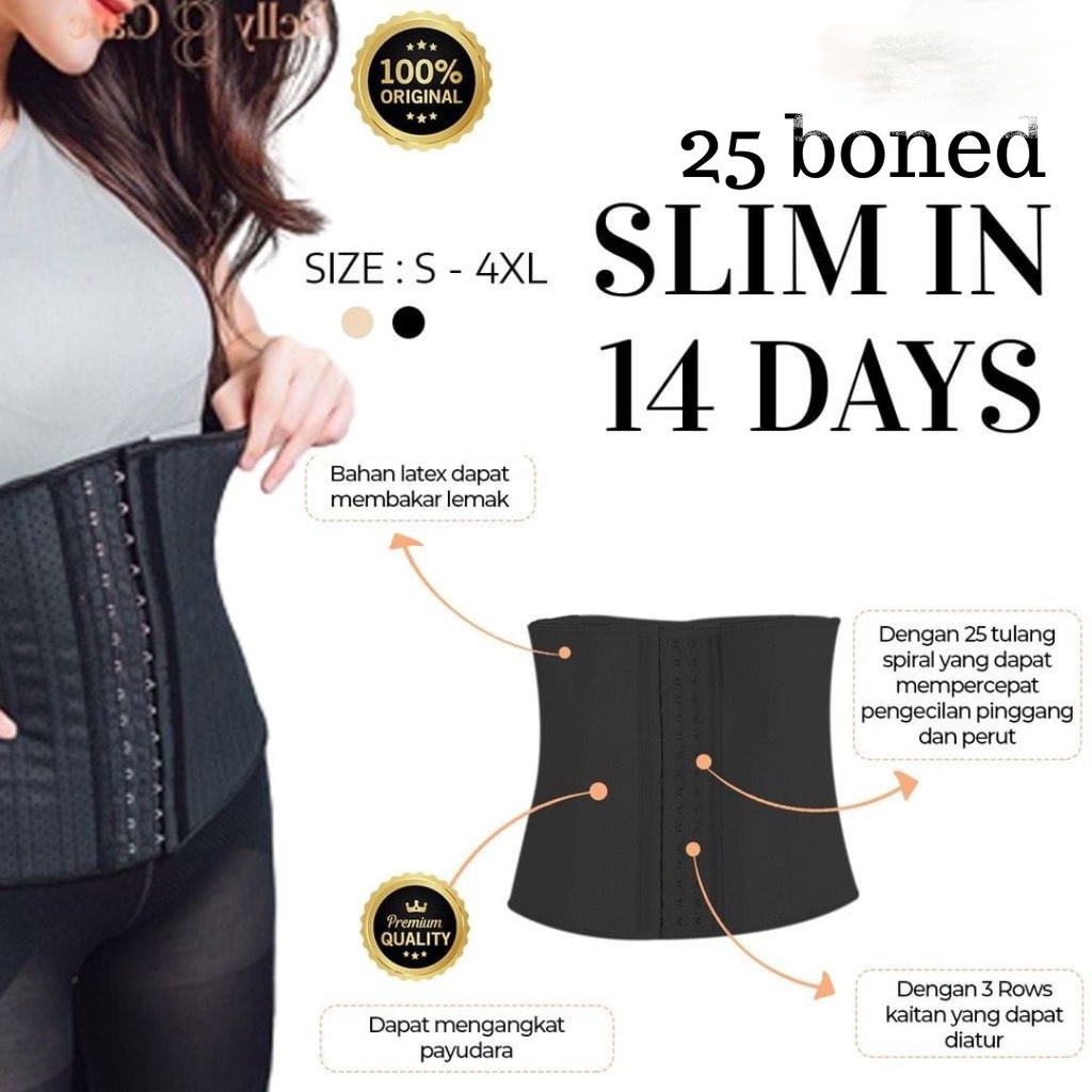 KORSET 25 Bone Tulang Breathable Waist Trainer Waist Shaper Korset Pelangsing Bahan Latex Lembut 30c