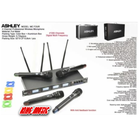 mic wireless Ashley MC FOUR 4 microphone handhel MCFOUR ORIGINAL