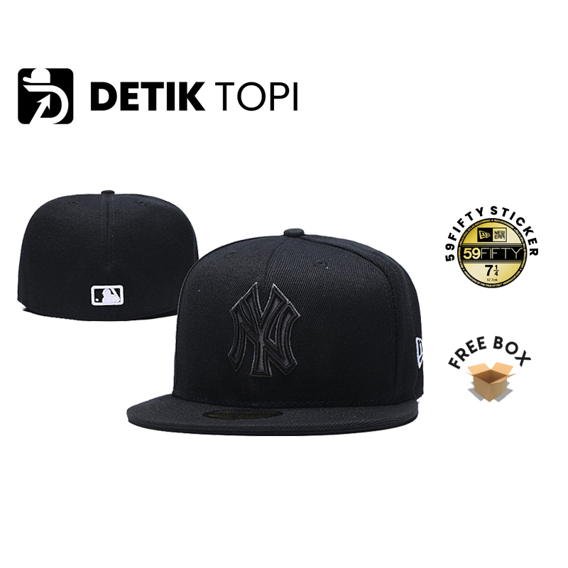 Topi Built Up NY Baseball Hitam List Hitam Bordir