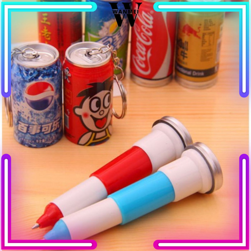 

WM Gantungan Kunci Minuman Kaleng 2 IN 1 Pena Bentuk Minuman Pulpen Botol Minuman Gantungan Keychain