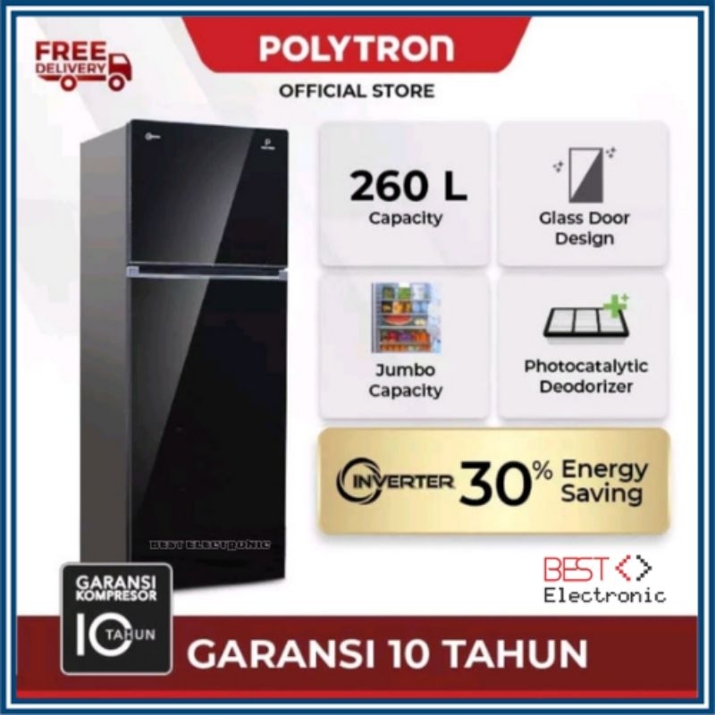 KULKAS POLYTRON 2 PINTU 260 LITER PRW 29VX BELLEZA JUMBO INVERTER COMPRESSOR PRW29VX 29 VX 29V - HIT