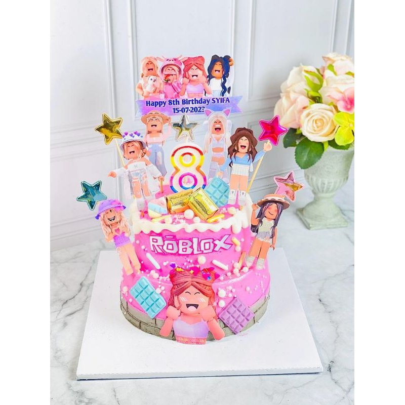 

cake ulang tahun/birthday roblox girls topper 2 tier