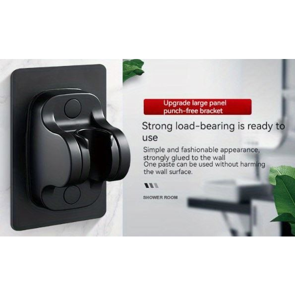MH - PUNCH FREE SHOWER HOLDER BLACK - BRACKET HOLDER SHOWER TEMPEL HITAM