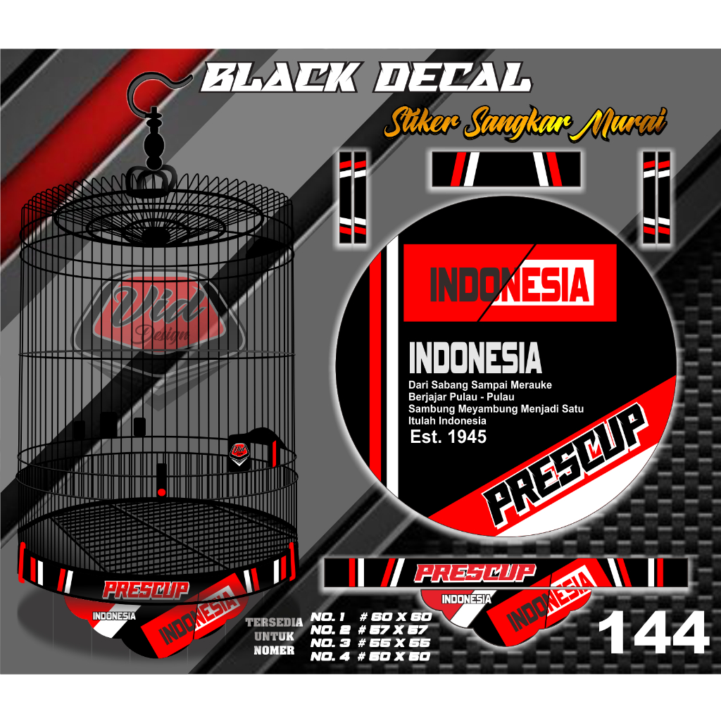 Decal Stiker Sangkar Bulat Murai Motif PRESCUP No 1 2 3 4