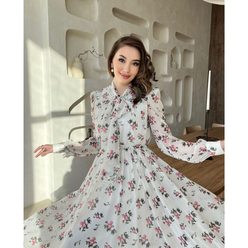 Ilsa Dress Floral Korean Vintage Summer Korean Sweet Hijab Lebaran Long Maxi Spring Vacation Picnic 