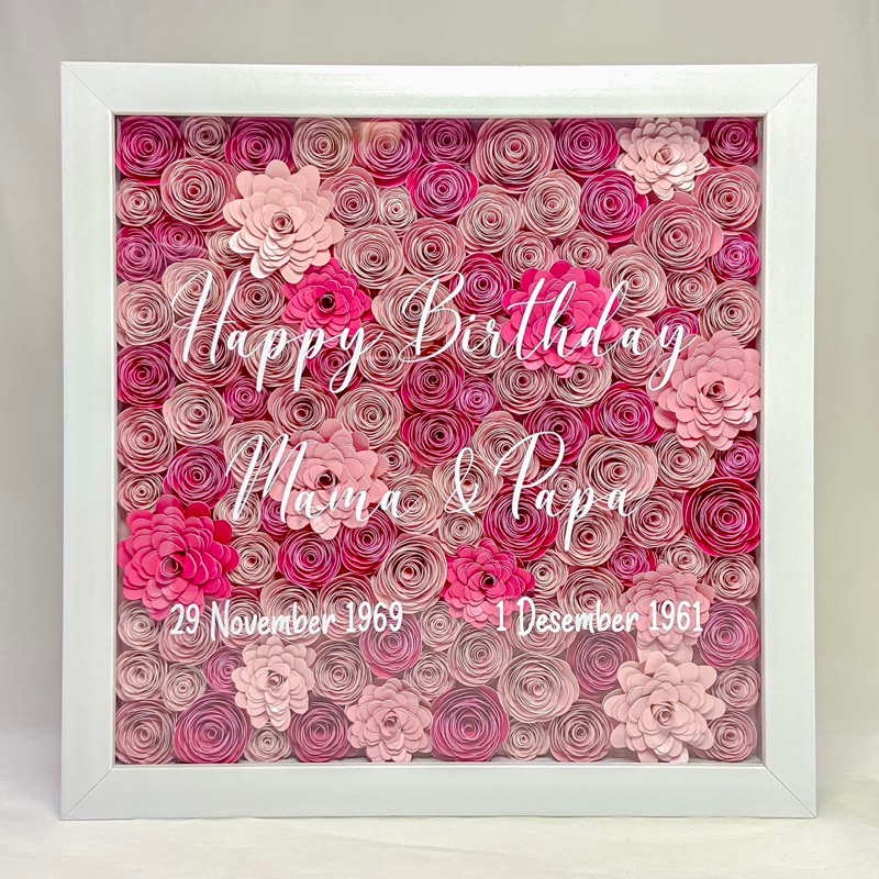 Paper Flower Shadow Box (size 30x30 cm) - bingkai 3D/pop-up frame