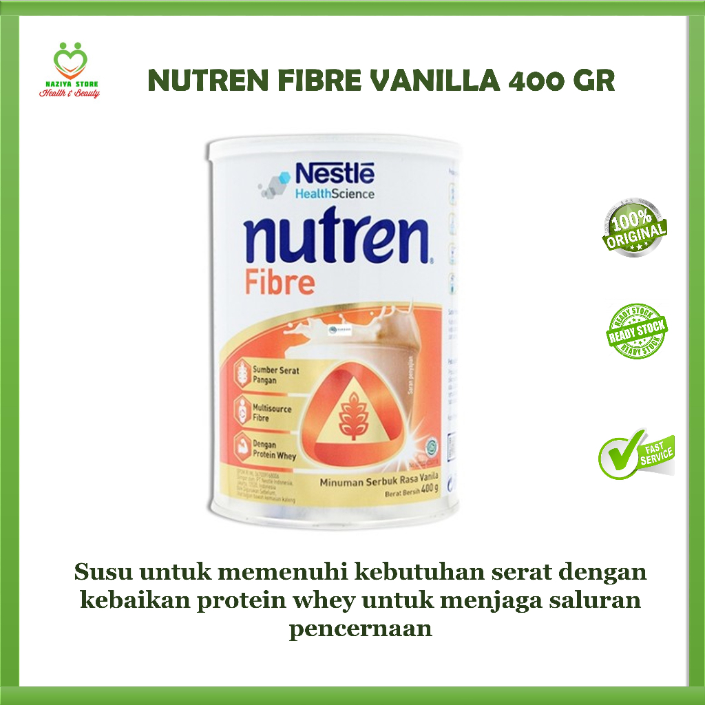 

NUTREN FIBRE 400 Gram RASA VANILA Susu Bubuk Tinggi Serat - Susu penurun Kolesterol - Bebas Laktosa