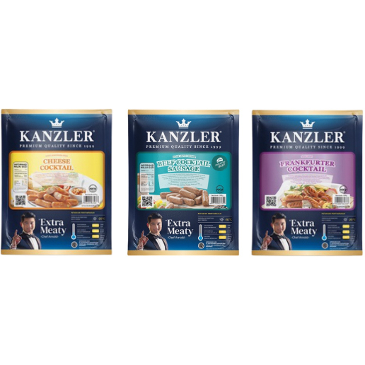 

Kanzler Sosis Beef Cocktail Cheese Cocktail Frankfurter Cocktail 500gr