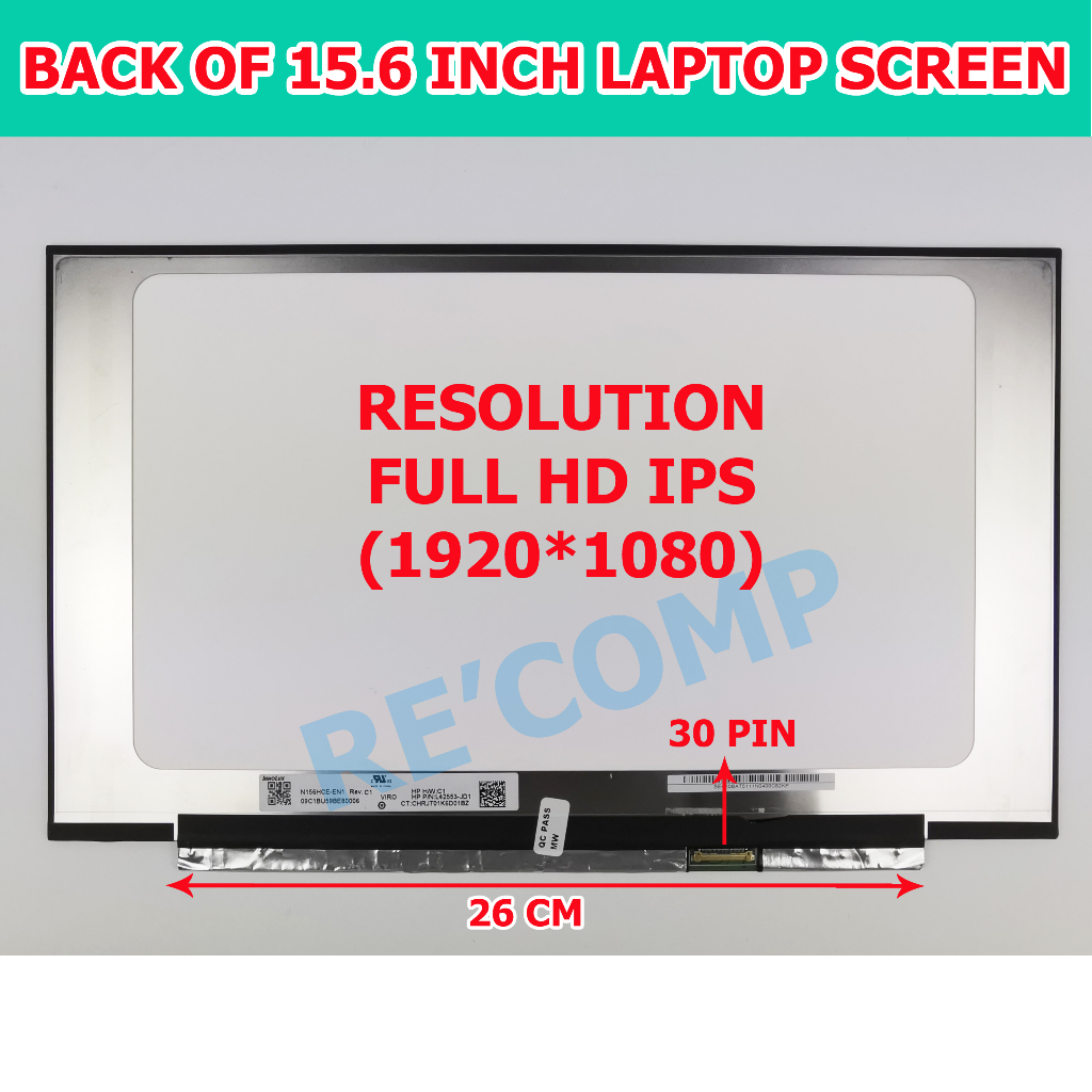 LED LCD 15.6 Inch slim 30 pin full hd ips 26cm