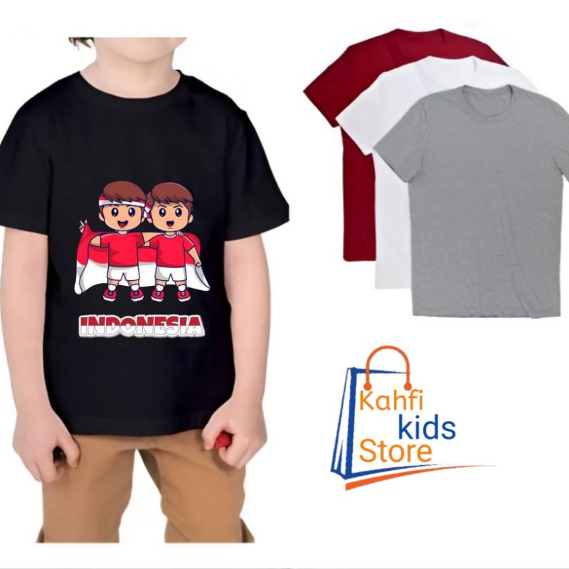 Atasan Baju Kaos Anak Gambar Bendera merah putih I Kaos distro Sablon DTF Laki-laki dan Perempuan Pr