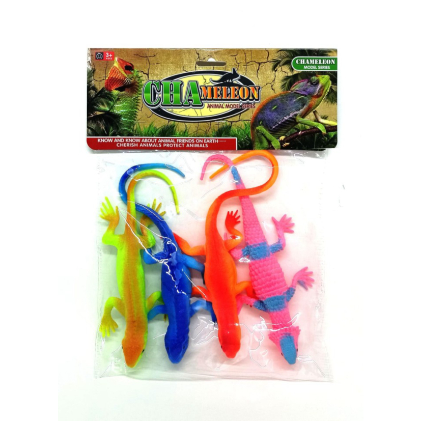

4pcs Jual / Iguana Mainan isi Anak - Binatang Berkualitas Karet / Warna Bunglon Chameleon Kadal