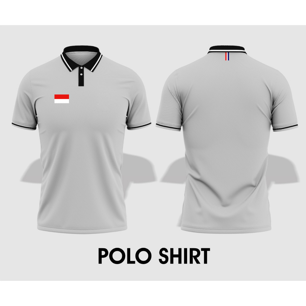 Kaos Polos - T shirt Kaos polo shirt logo Bendera | Kaos kerah pria lengan pendek