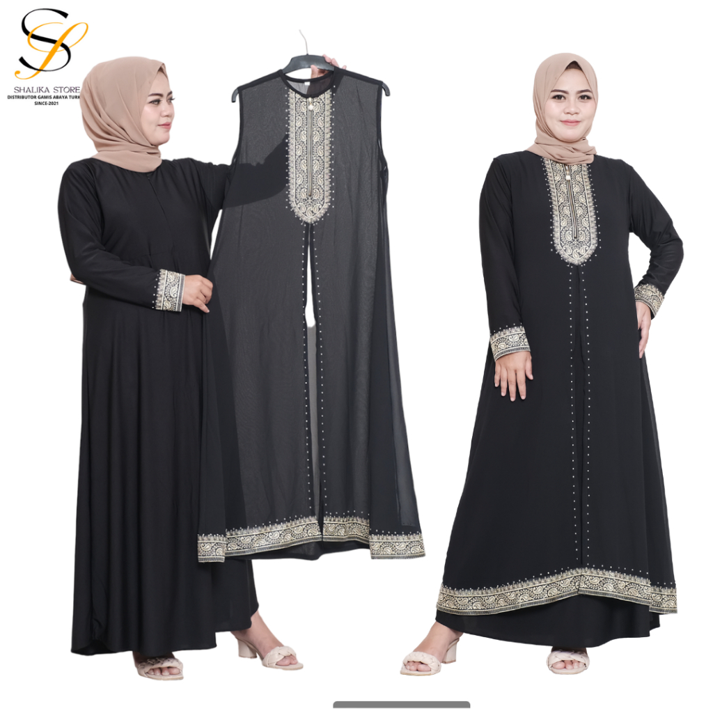 Shalika Gamis Abaya Turkey Hitam Terbaru//Abaya Outer set//Abaya outer inner hitam busui
