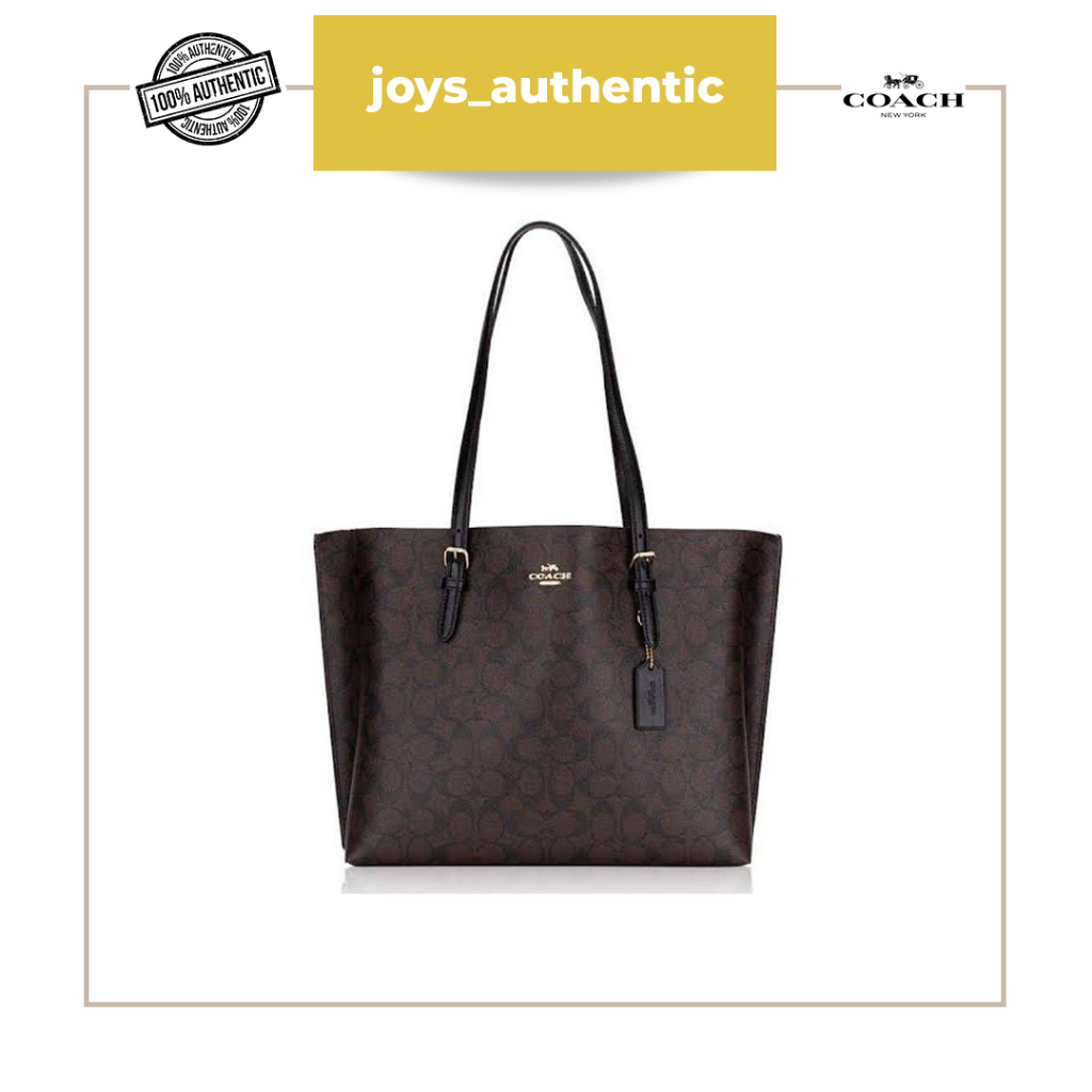 Tas wanita Coach Mollie Tote Signature Coklat Brown Hitam Black woman bag authentic original