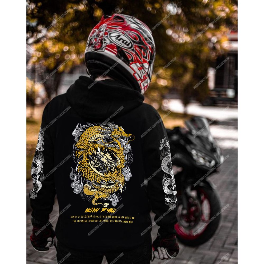 Hoodie Sunmori Prostreet Kin Ryu Naga Jepang Unisex Pria Wanita