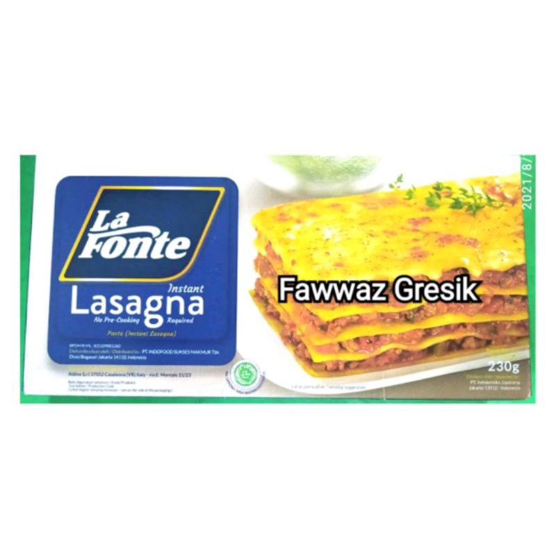 

Lasagna La Fonte Pasta Instan 230gr / LaFonte Lasagna La Fonte Pasta Instan 230 gram