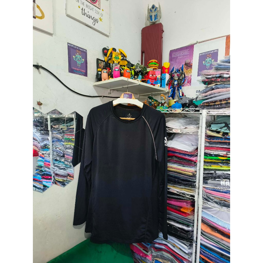 Kaos Lengan Panjang Adidas 3 Stripes Hitam Small Logo Lengan  Kaos Lengan Panjang Nk Hitam Polos Sin