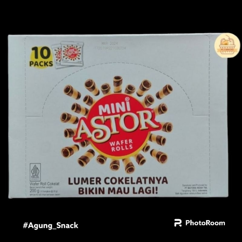 

Mini Astor Chocolate wafer Rolls | 1 Box Isi 10 Bungkus @ 20 Gram