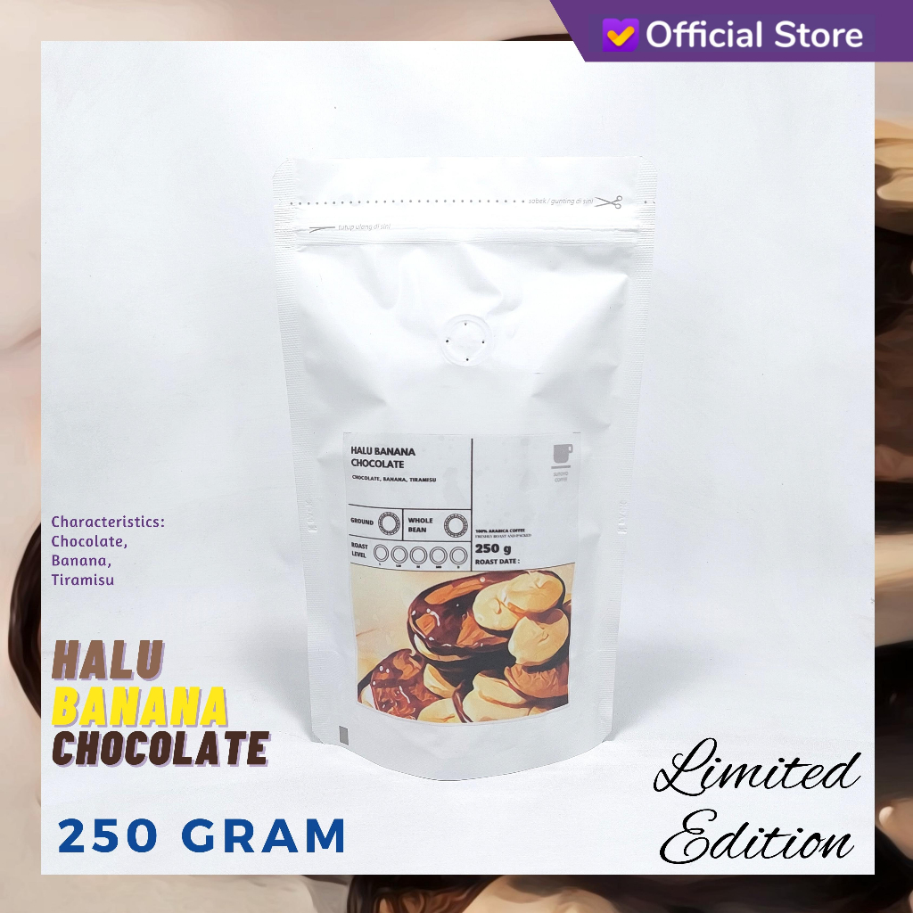 [MEDIUM DARK] KOPI ARABIKA HALU BANANA CHOCOLATE 250 GRAM ESPRESSO SUTOYO COFFEE