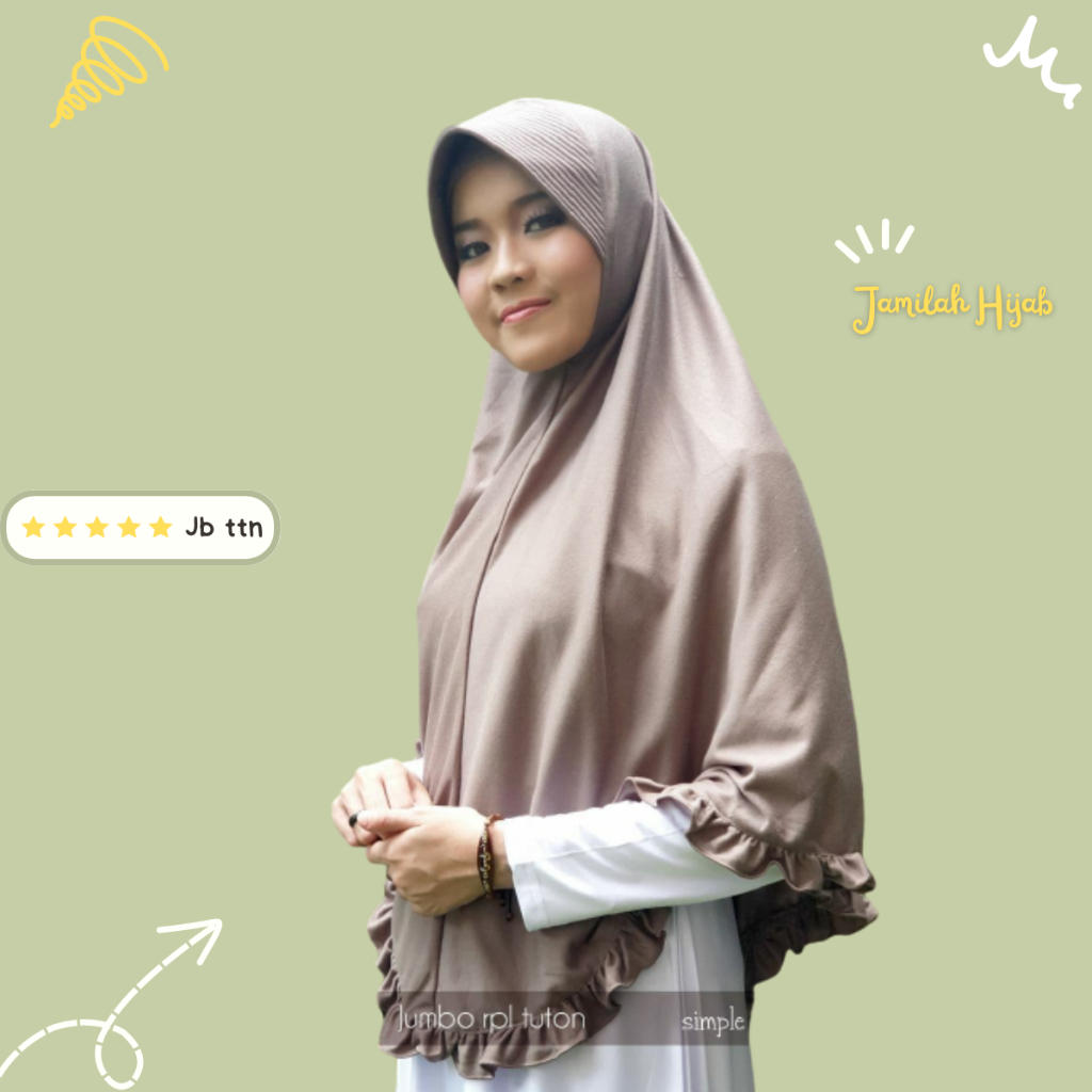 JAMILAH HIJAB JUMBO REMPEL TUTON JILBAB BERGO SYAR'I JAMILAH HIJAB KRUDUNG INSTAN BAHAN KAOS