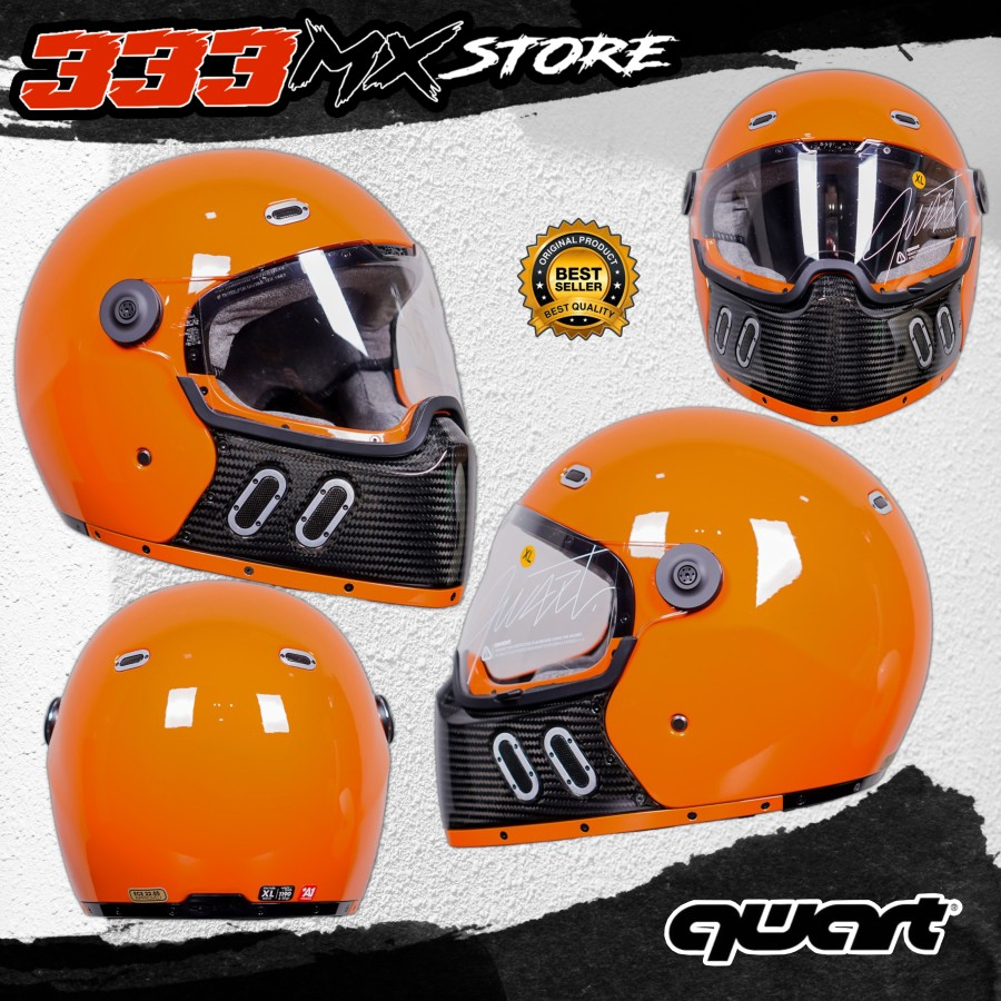 HELM QWART PHOENIX VLE GLOSS ORANGE FULL HALF FACE HELMET QWART ORI