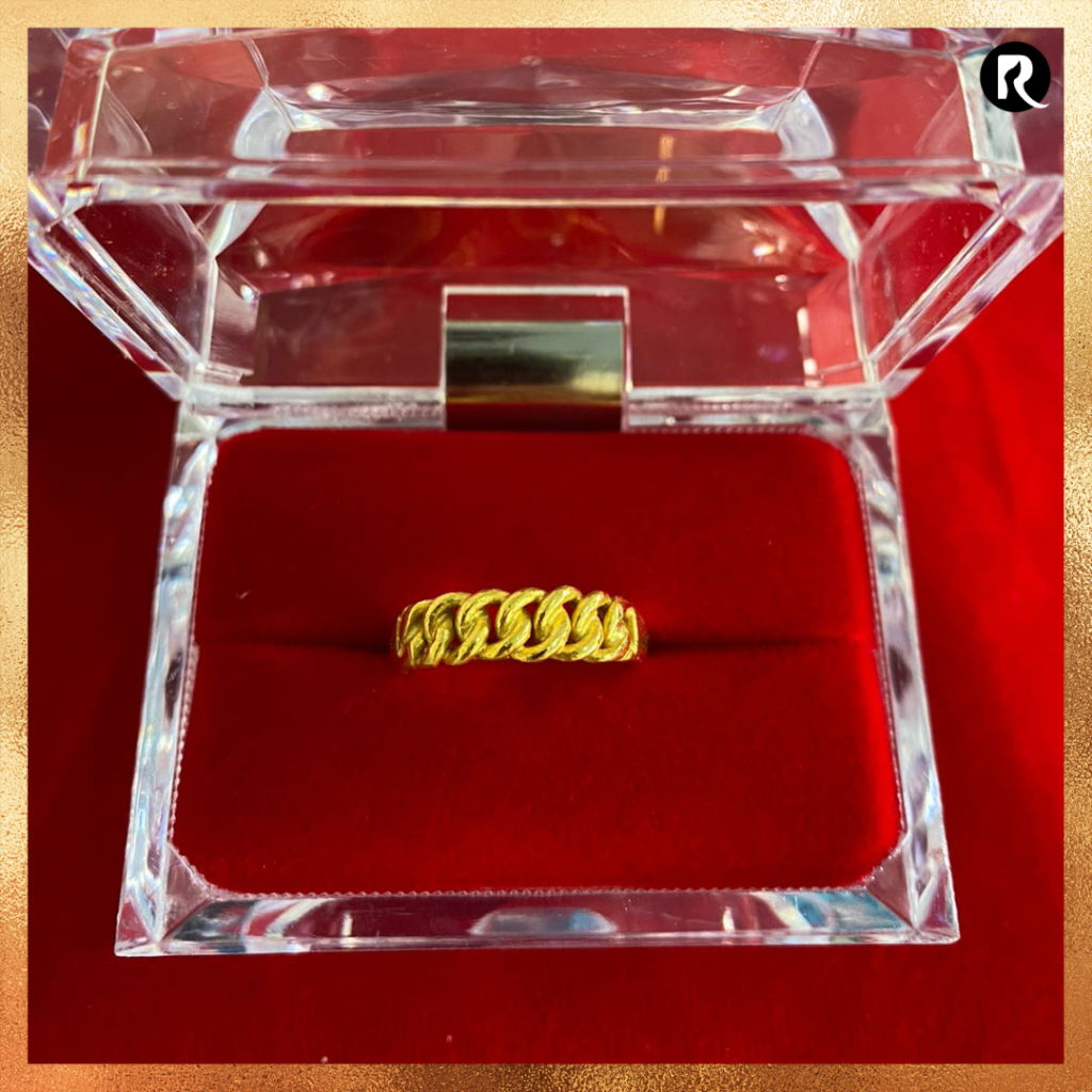 Cincin Ring Emas 24 karat asli Model 1/2 Rante Rantai
