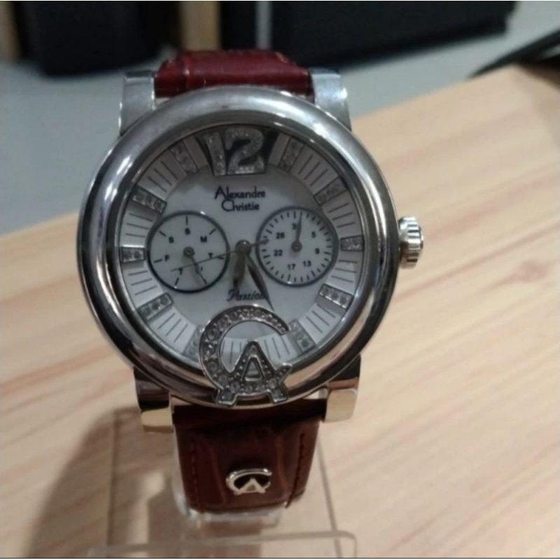 ALEXANDRE CHRISTIE 2347 BF SILVER BROWN JAM TANGAN ANALOG ORIGINAL