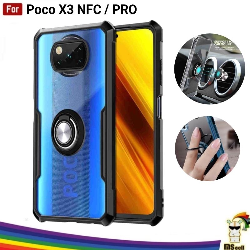 Case Ring Poco X3 NFC Pro - Armor Clear Bening I Ring Stand Softcase Casing Cover Bening Xiaomi Poco