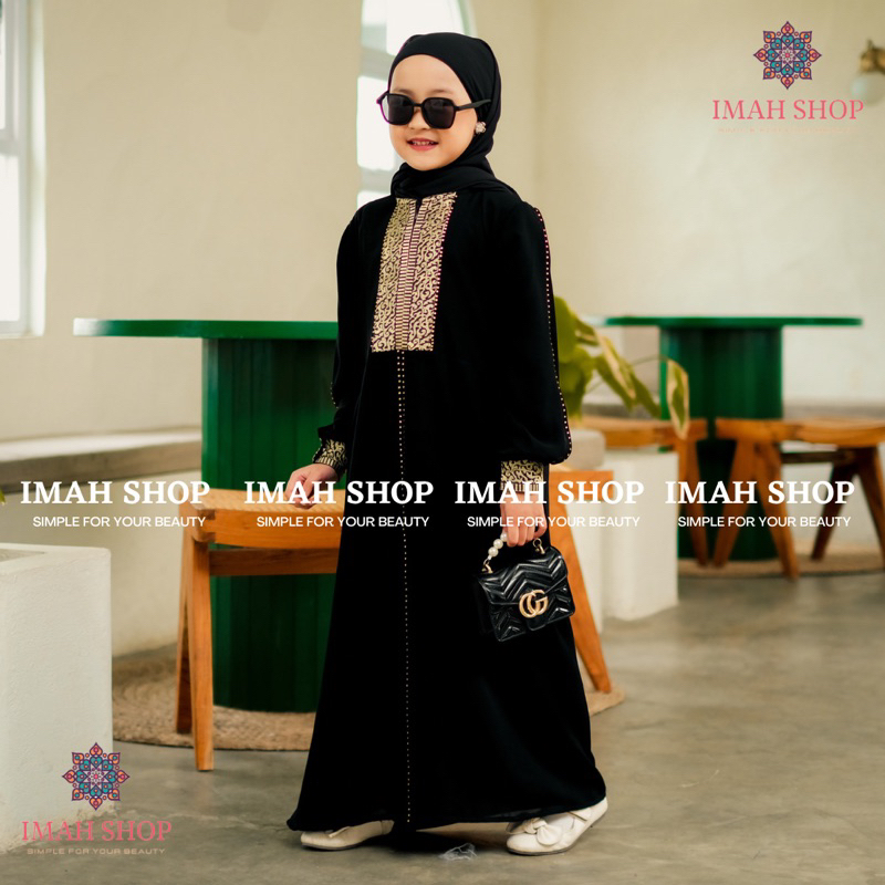 Abaya Gamis Anak Perempuan Maxi Dress Arab Saudi Bordir Zephy Turki Umroh Dubai 225 Turkey India Wanita Hitamjo 78 Gold Kids By Imah Shop