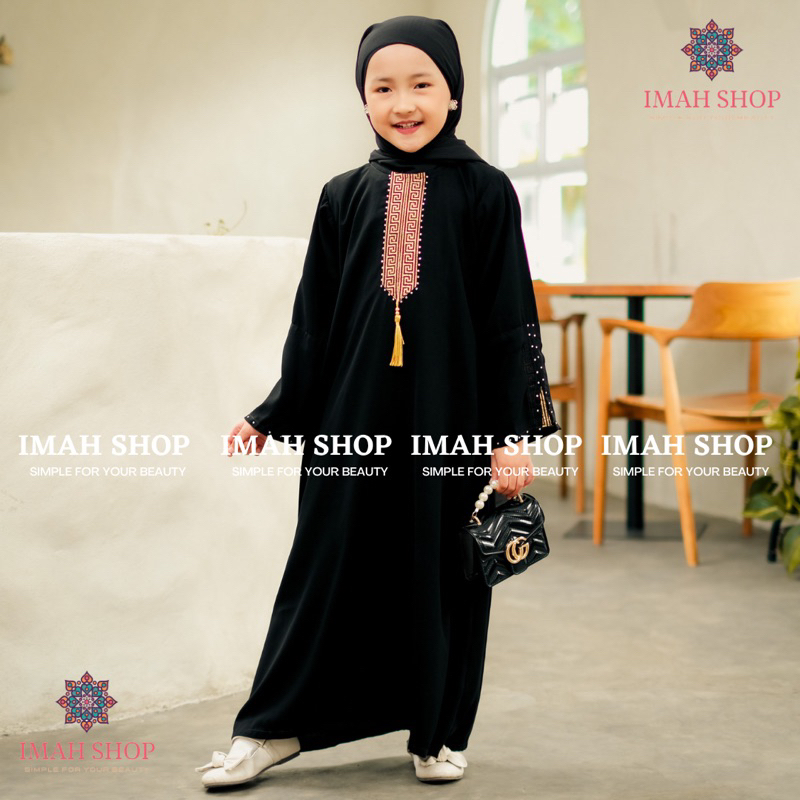 Abaya Gamis Anak Perempuan Maxi Dress Arab Saudi Bordir Zephy Turki Umroh Dubai Turkey India Wanita Hitamjo Haidy Kids By Imah Shop