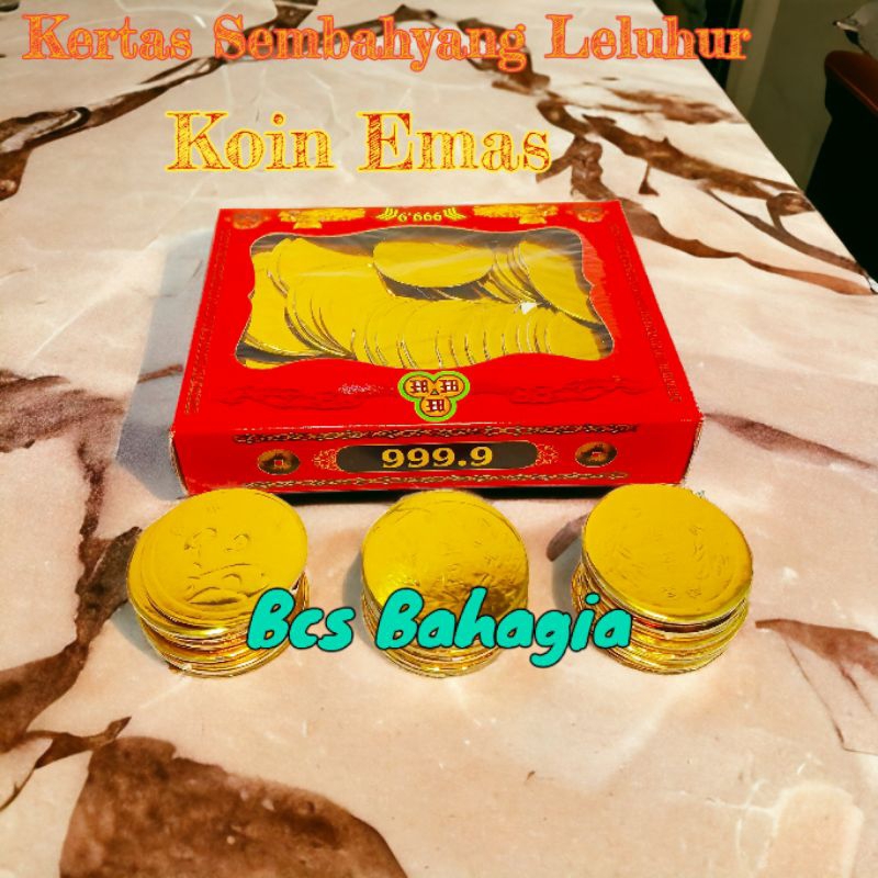 Koin Coin Emas Gold Sembahyang Uang Leluhur Cengbeng Qing Ming / Uang Duit Perhiasan Aksesoris Semba