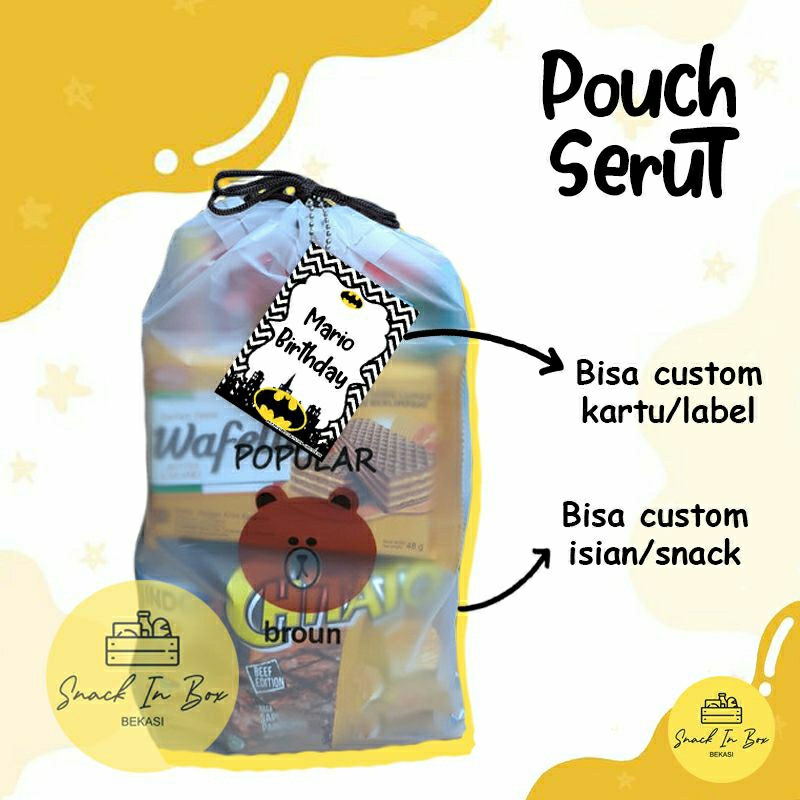 

( Tanpa MINIMAL ORDER ) Snack UlangTahun / Bingkisan Ulangtahun POUCH SERUT