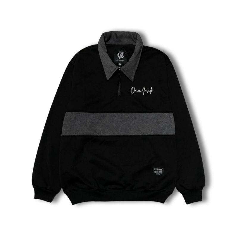 Onixe Inside Jaket Rugby Pria & Wanita (UNISEX) Kombinasi  Original High Quality Distro(Bisa COD)-RUGBY| HITAM-ABU TUA