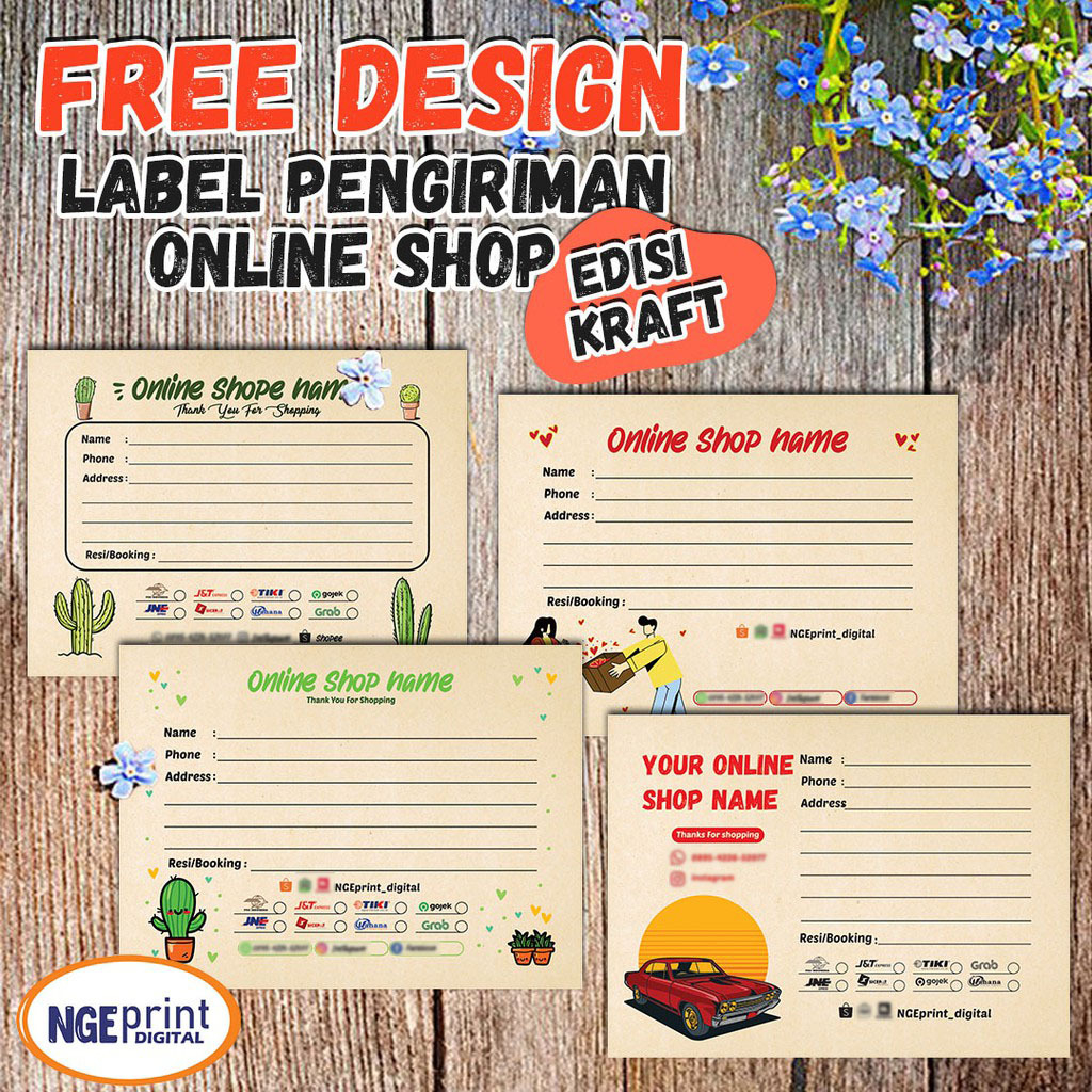 

[KRAFT EDITION] STIKER LABEL PENGIRIMAN PAKET OLSHOP ALAMAT CUSTOM KRAFT PREMIUM