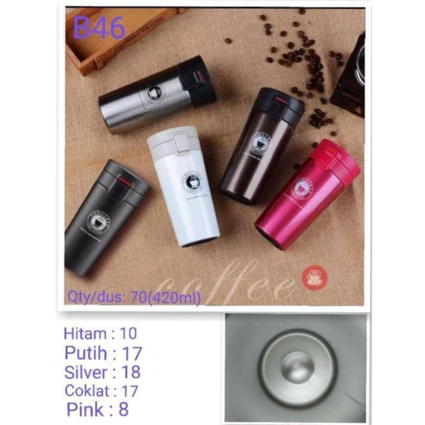 

Jual Termos Kopi / Travel Mug Tahan Air Panas Dingin Vacuum Coffe Cup Diskon