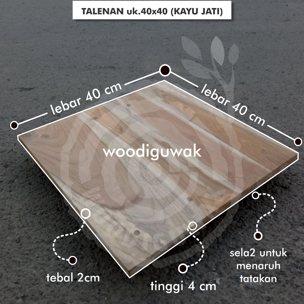 Talenan Kayu Jati Jumbo Ukuran 40x40x4 cm - woodiguwak -