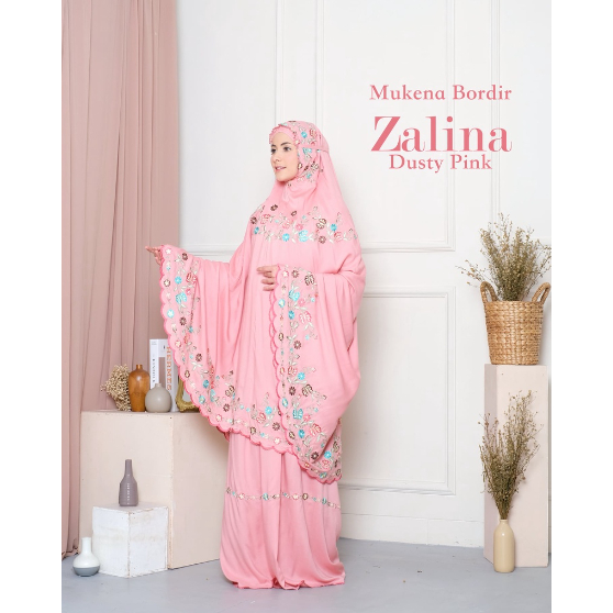 Mukena Rayon Jangger Bordir Zalina Dusty Pink