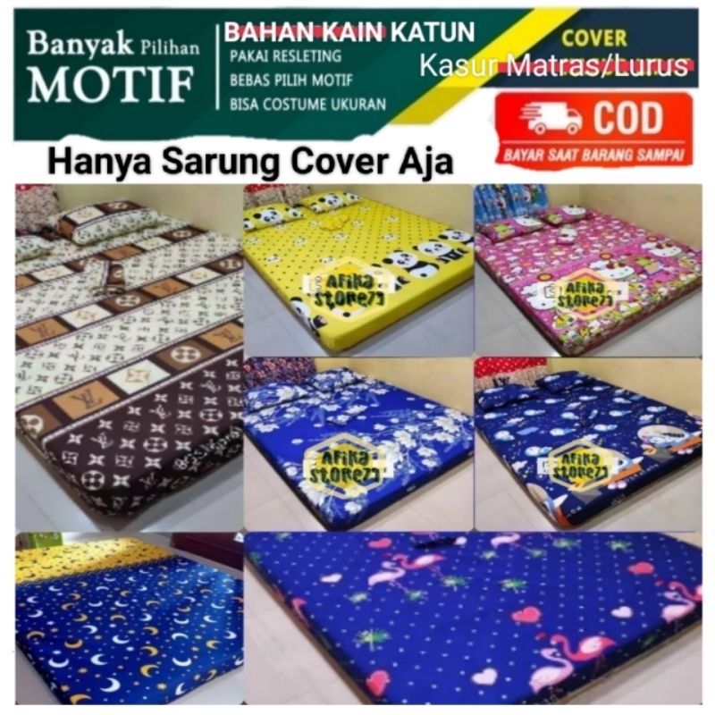 Sprei Sarung Cover Kasur Matras Lurus Resleting Ukuran No 2 200x160x20 15 10 5 Bahan Cvc Katun Star