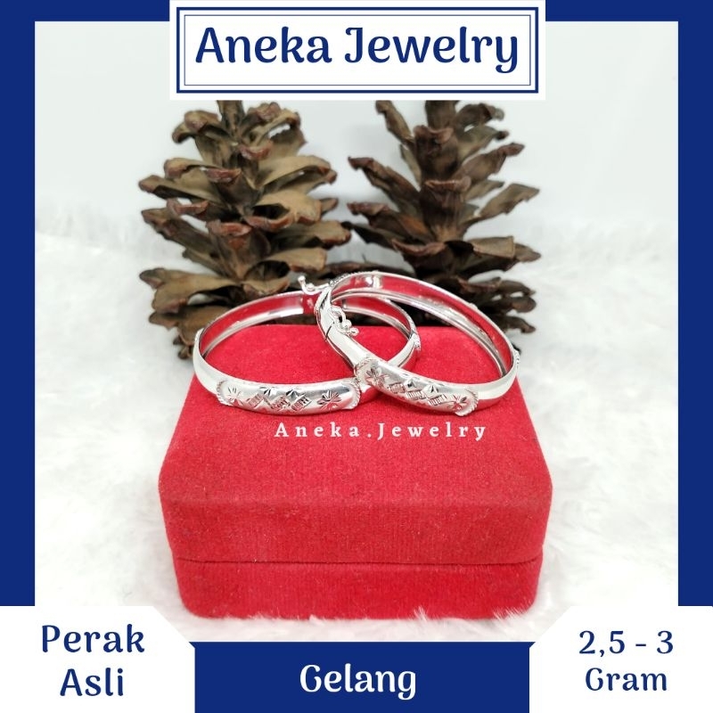 Gelang Bangkok Variasi, Sepuh Emas Putih/Kuning, Perak 925