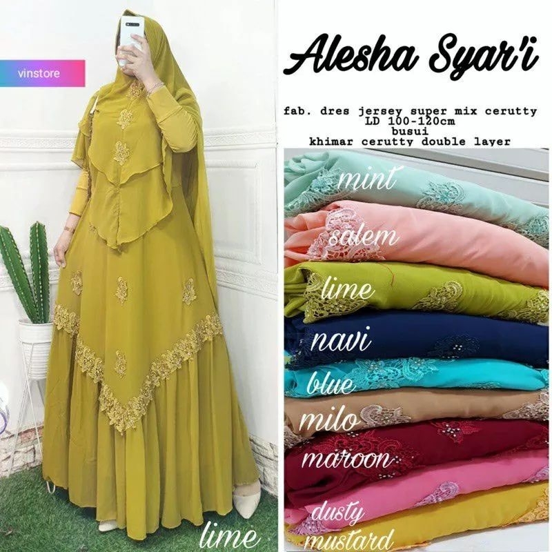 ALESHA SYARI GAMIS SYARI CERUTY BABYDOL SYARI MURAH ORI