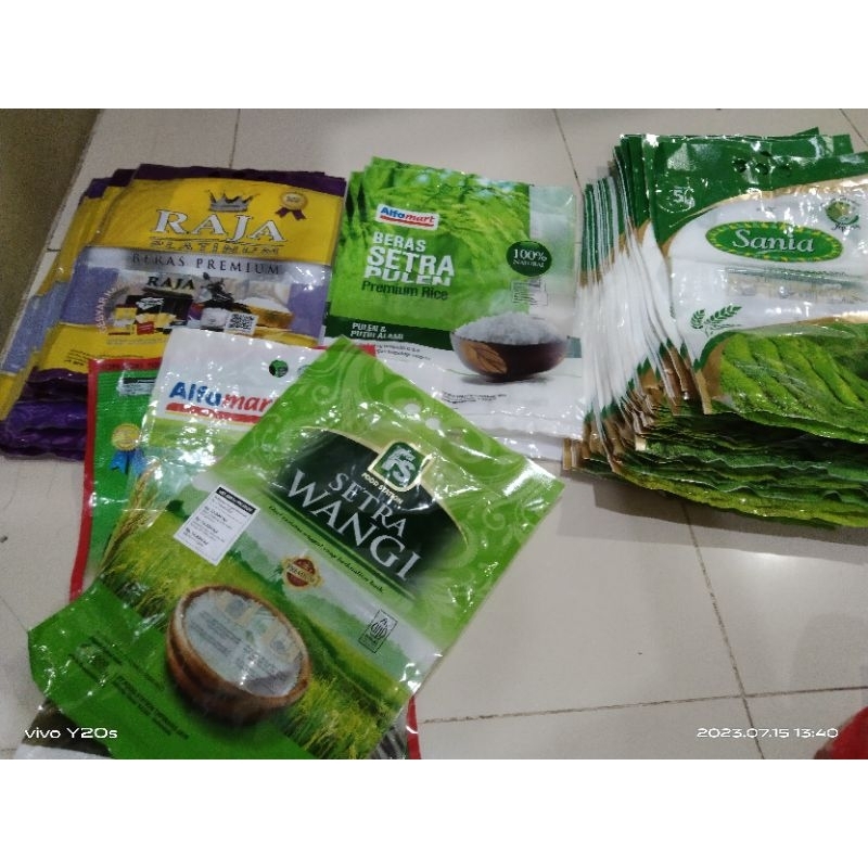 kemasan plastik beras 5kg bekas pakai