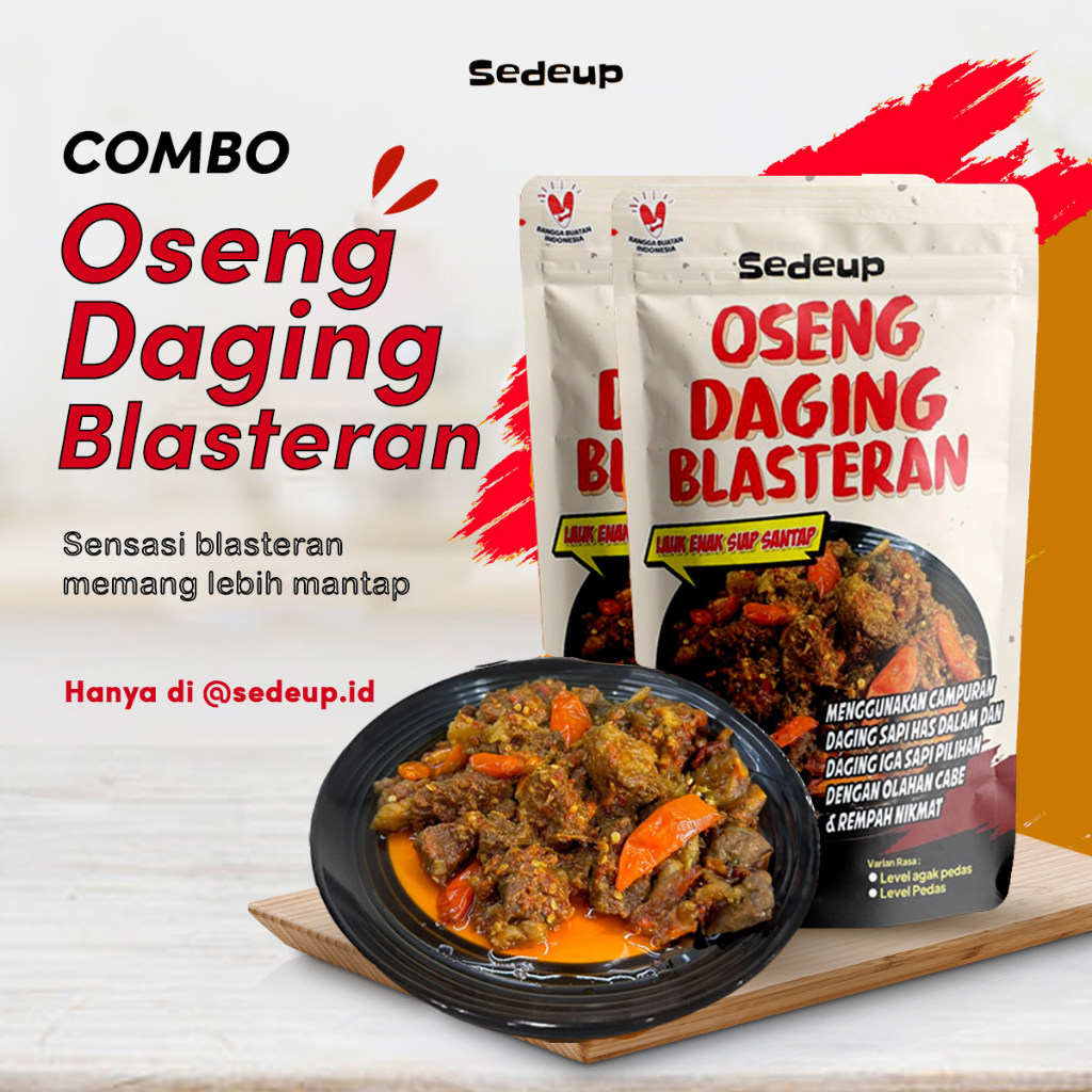 

Combo Oseng Daging Blasteran Sedeup / Lauk Siap Saji / Travel Pack [2 Pack]