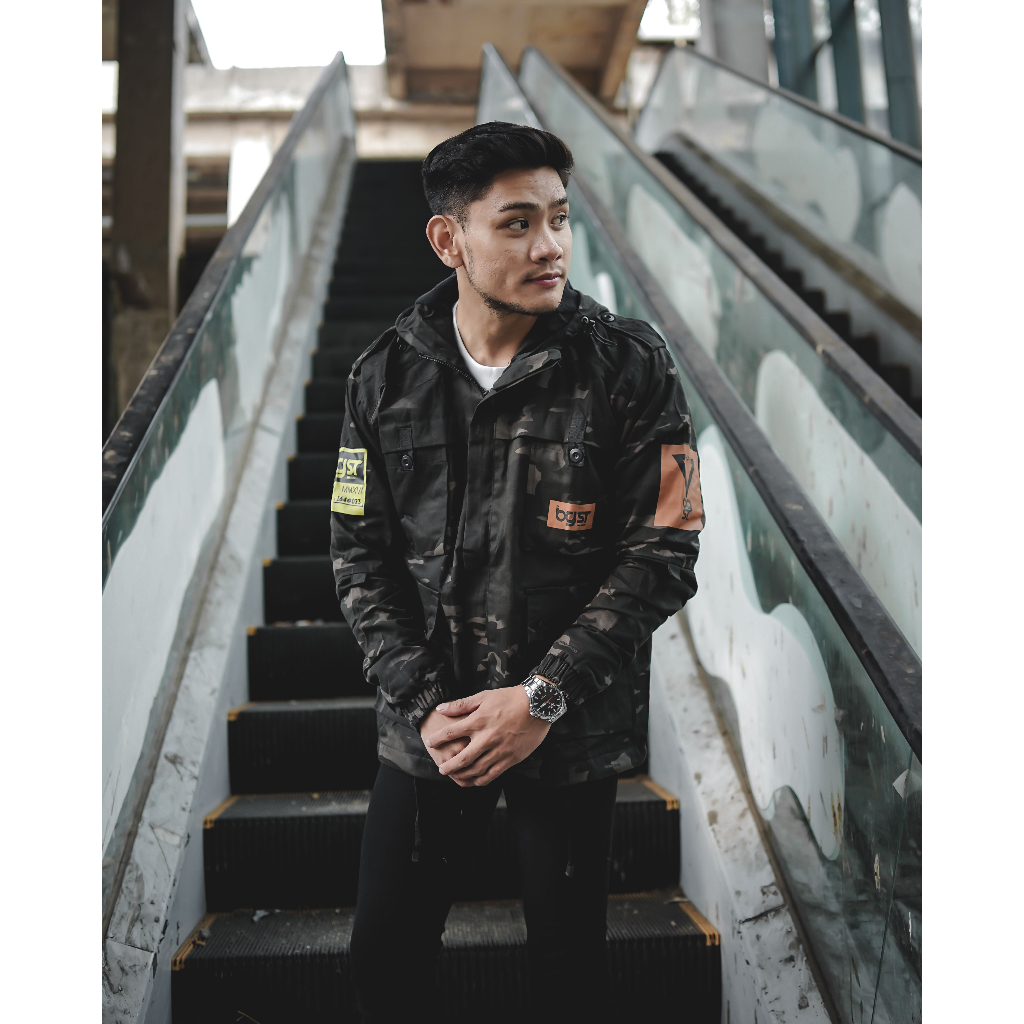 JAKET PARKA PRIA WANITA CAMO LORENG CANVAS PARKA JACKET ARMY BGSR