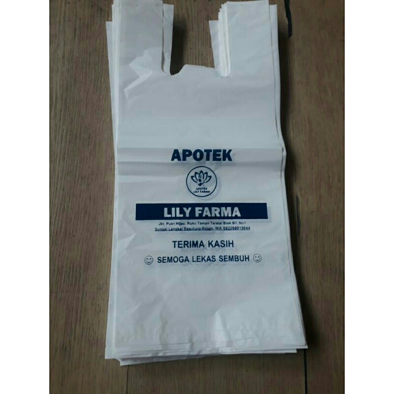 Plastik sablon kresek ukuran kecil 15x25 isi 50 pcs free desain. minimal order 250 pcs