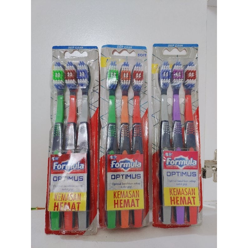 sikat gigi formula Optimus isi 3pc dalam 1pack optimal membersihkan gigi kemasan hemat