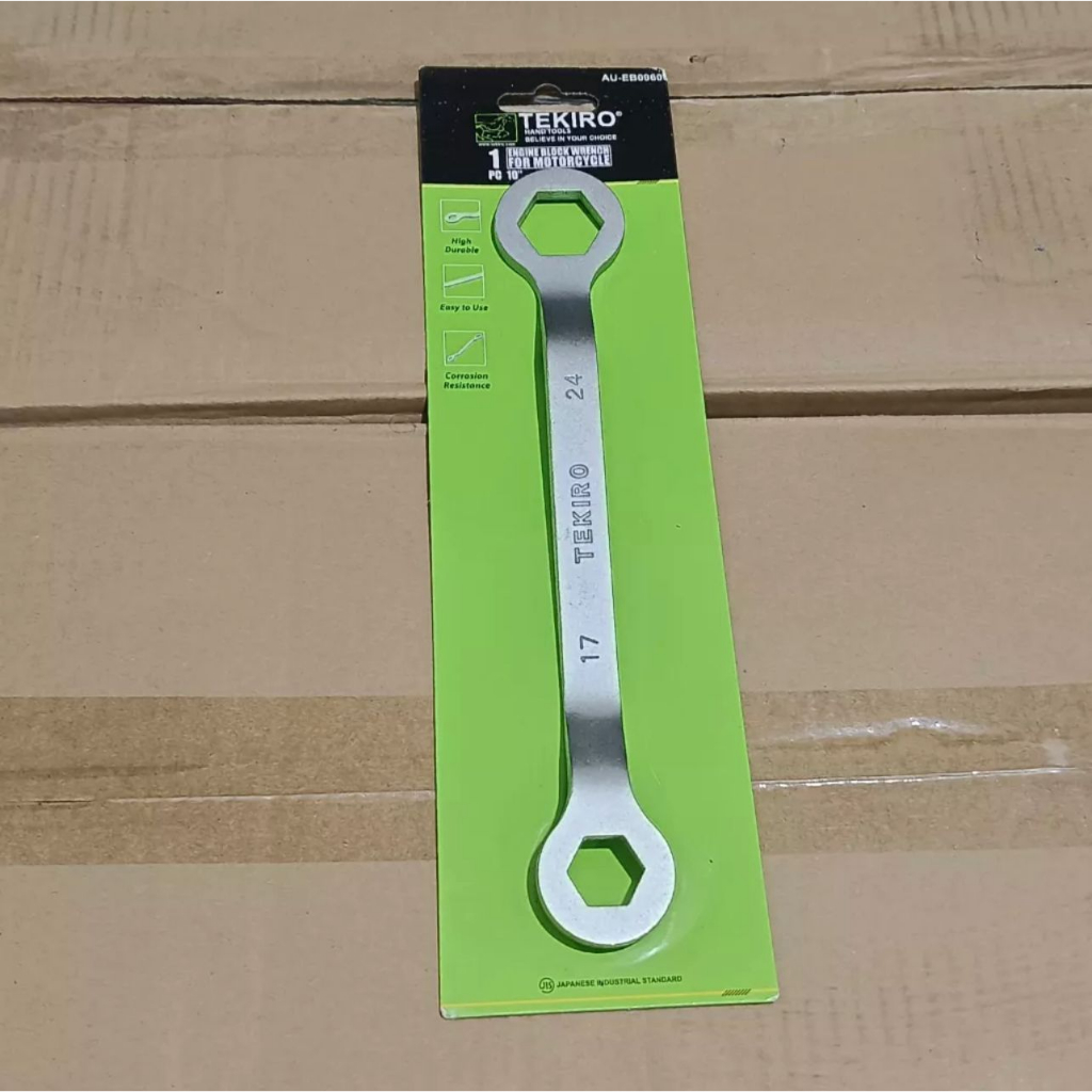 TEKIRO Kunci Kopling 17x24 Bengkok - Kunci Blok Mesin - Kunci Cvt Kopling Mur 1724 - Kunci Ring 17 m