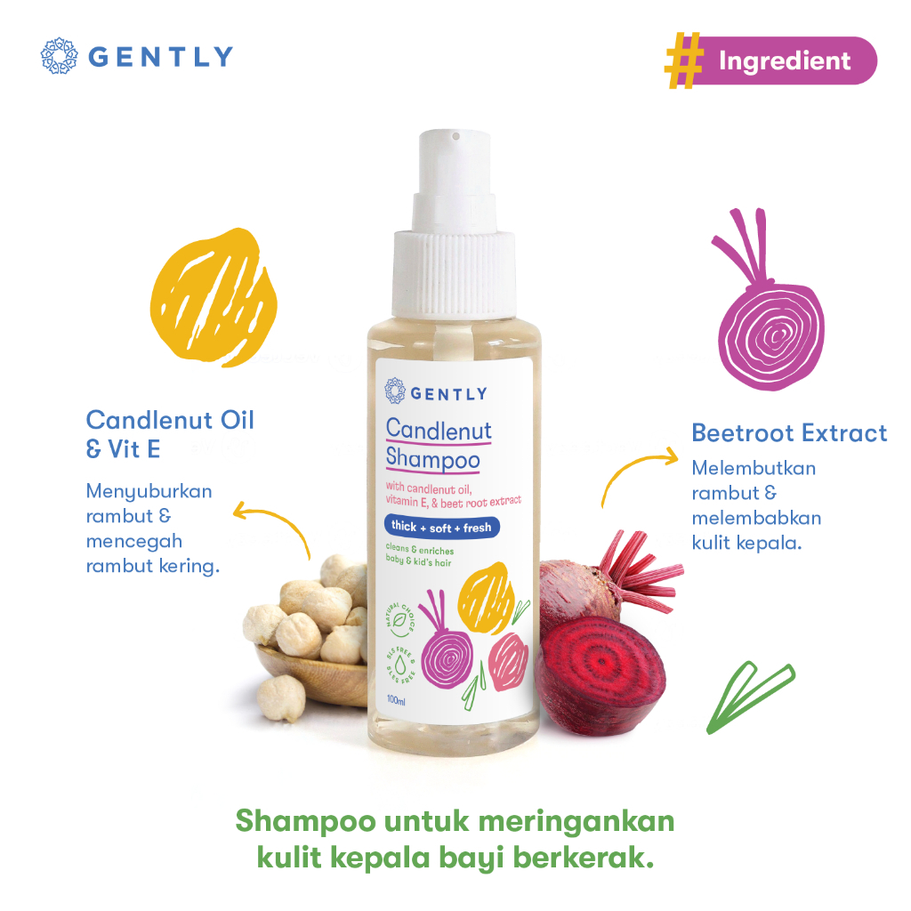 GENTLY Candlenut Shampoo 100ml | sampo penumbuh rambut bayi | SKIN CARE BAYI