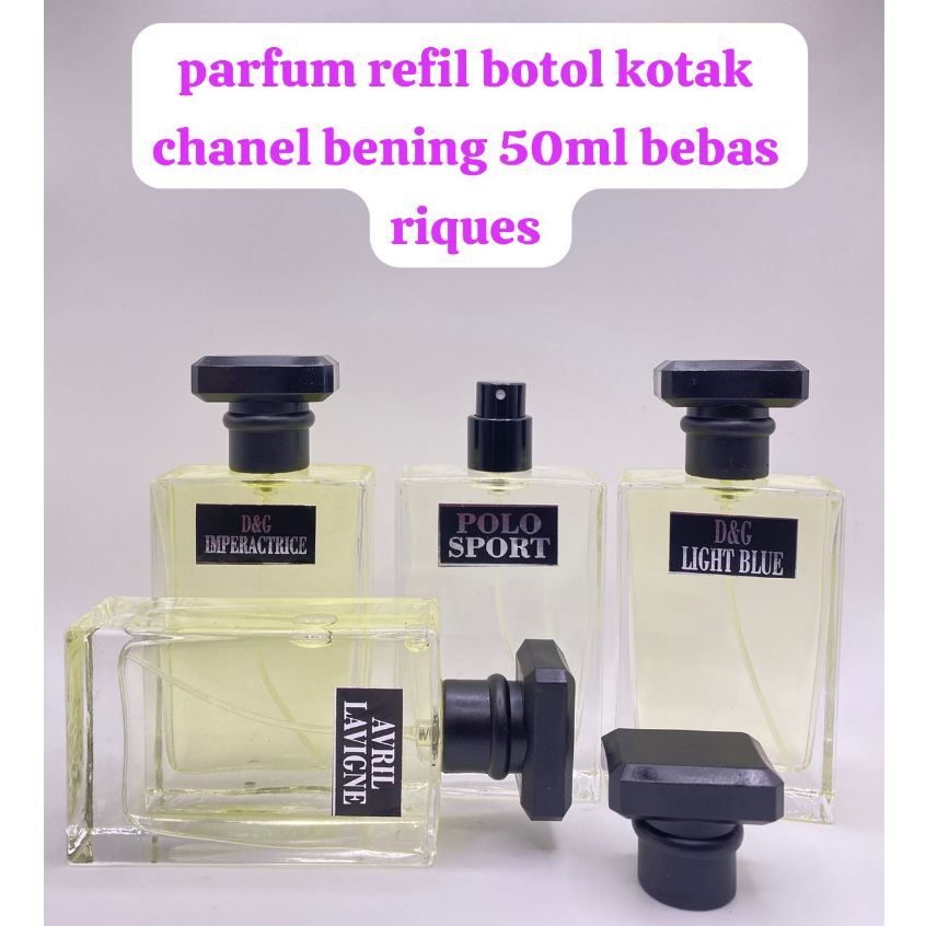parfum Refill botol kotak chanel bening 50ml bebas request aroma