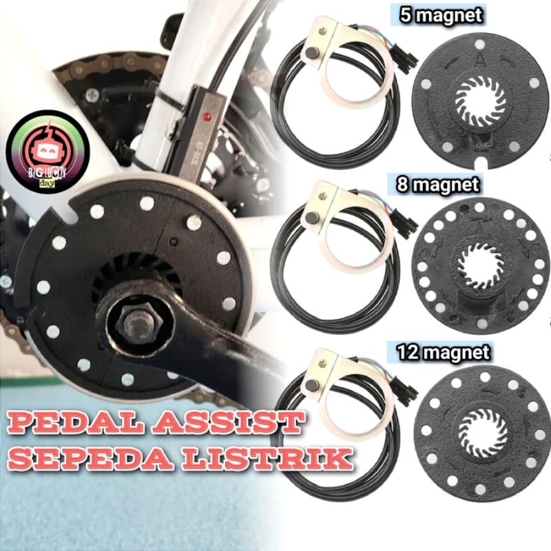PEDAL ASSIST SEPEDA LISTRIK 5 / 8 / 12 MAGNET SENSOR PAS ELEKTRIK BIKE UNIVERSAL PIRINGAN HITAM ALAT