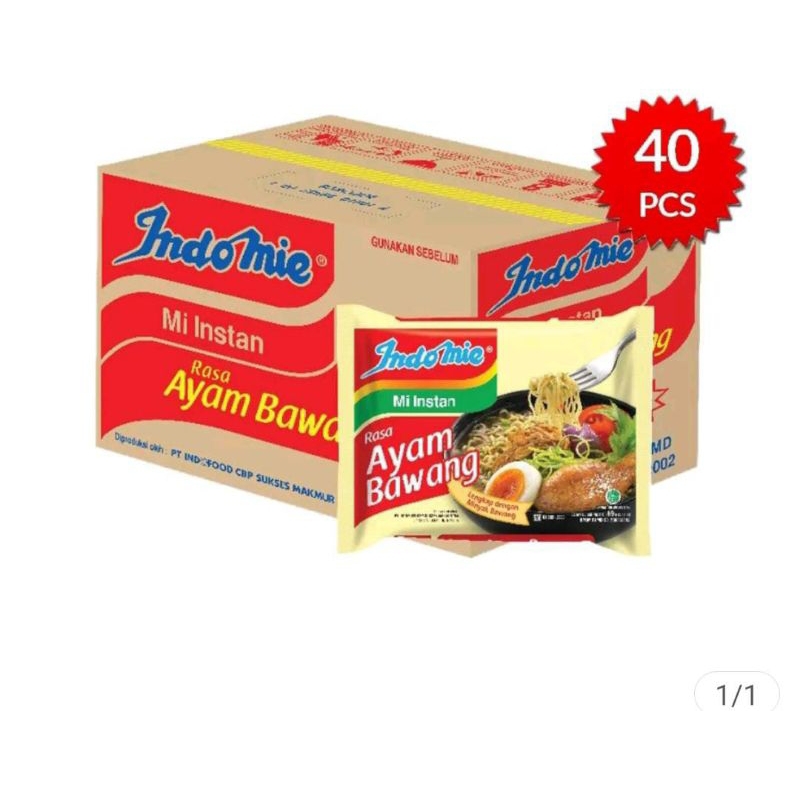 

Indomie instant rasa Ayam Bawang isi 40 pcs 1 Dus
